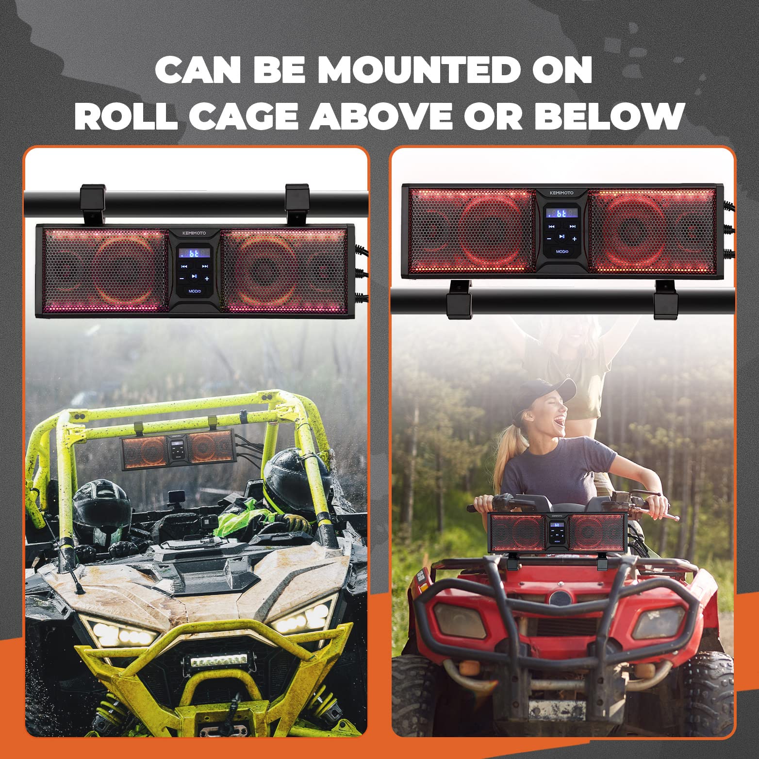 16'' RGB UTV ATV Golf Cart Sound Bar, BT 5.0, Amplified, IP65 Waterproof Dustproof - Image 5