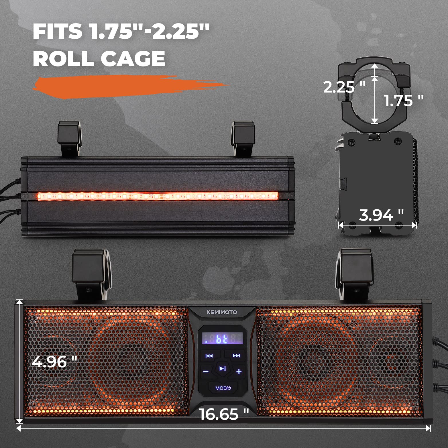 16'' RGB UTV ATV Golf Cart Sound Bar, BT 5.0, Amplified, IP65 Waterproof Dustproof - Image 7