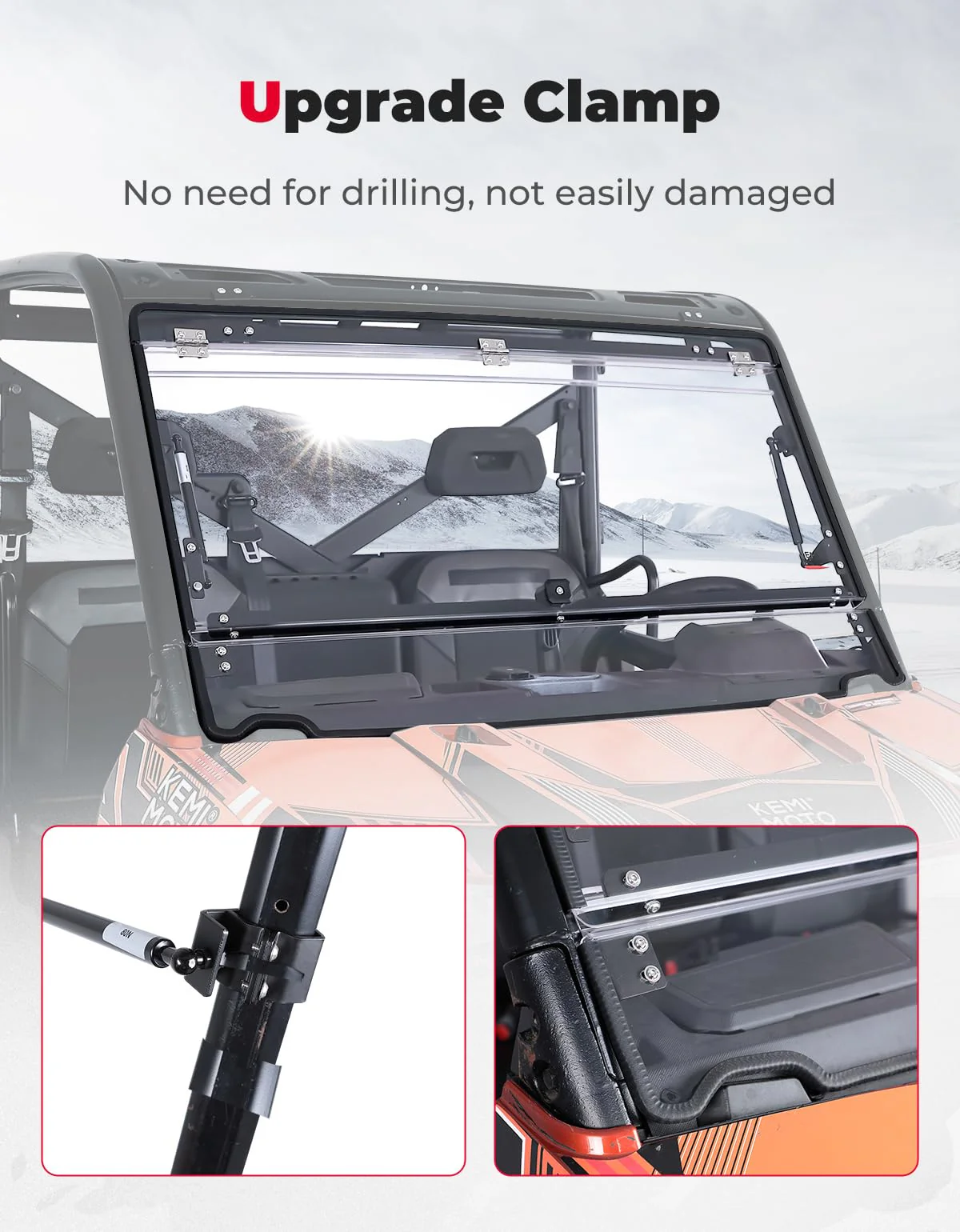 2-IN-1 Flip Windshield for Polaris Ranger XP 900/1000/ Crew 2014-2025 - Image 6