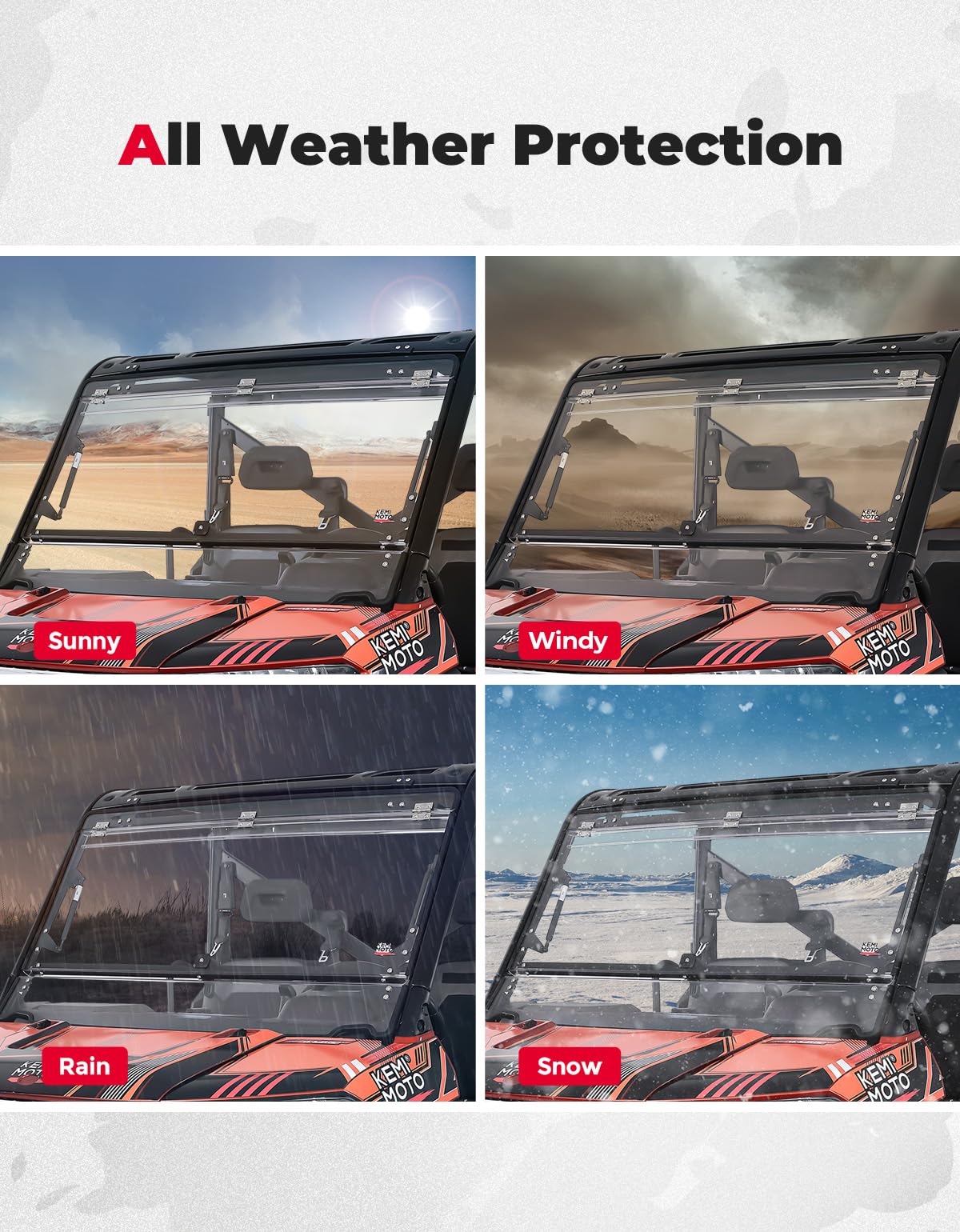 2-IN-1 Flip Windshield for Polaris Ranger XP 900/1000/ Crew 2014-2025 - Image 7