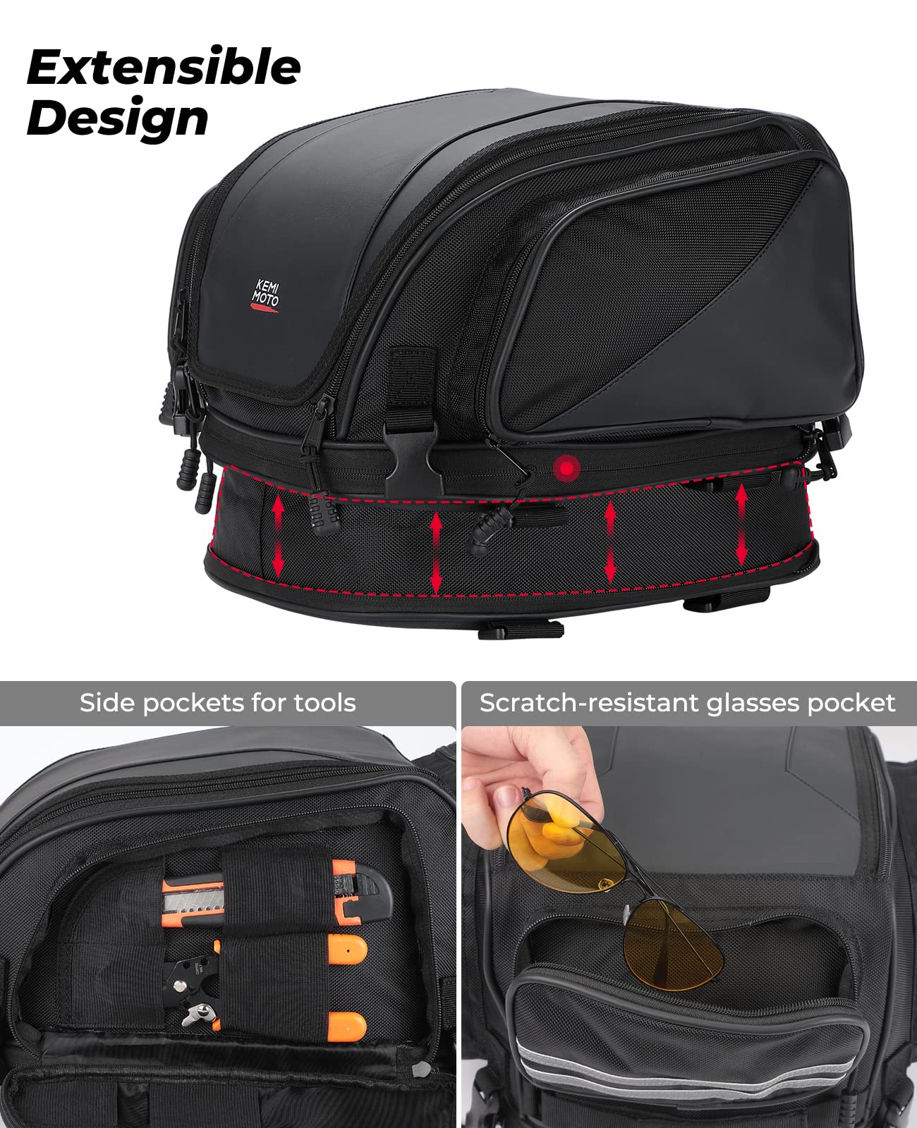 Motorcycle Tail Bag Expandable Sissy bar Bag 22L for Sportster Softail Dyna Touring - Image 4