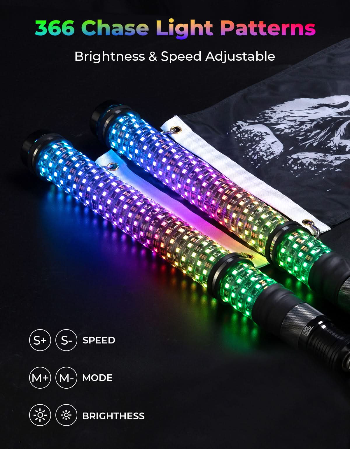 2PC 1FT Fat Whip Lights w/Turn Signal Function for UTV ATV Boat - Image 5