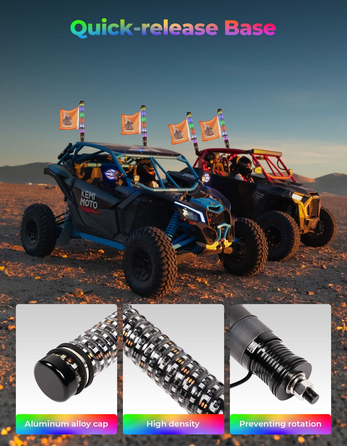 2PC 1FT Fat Whip Lights w/Turn Signal Function for UTV ATV Boat - Image 6
