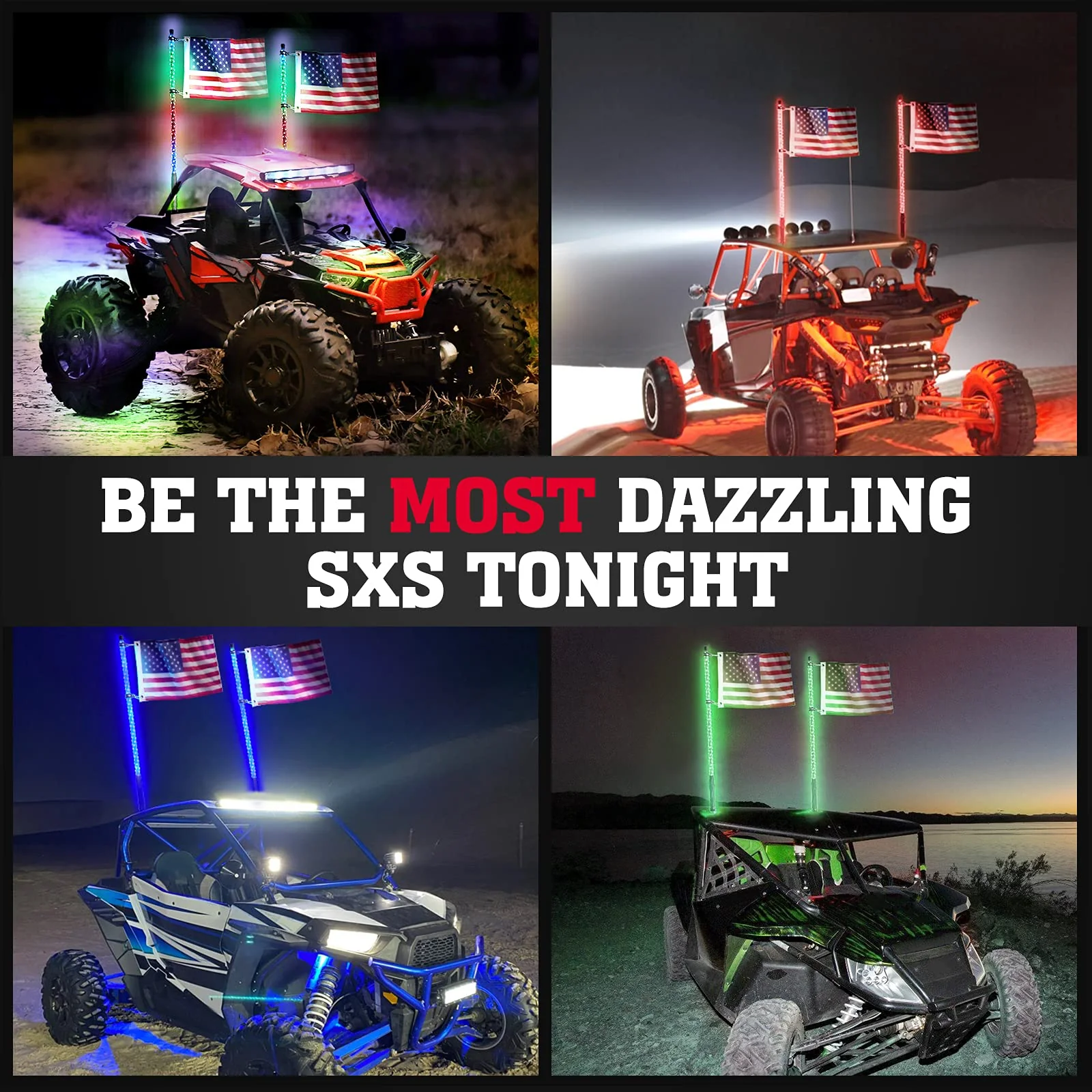 UTV ATV 5FT 2PCS Spiral Whip Light Bluetooth Control w/ Turn Signal Function - Image 8