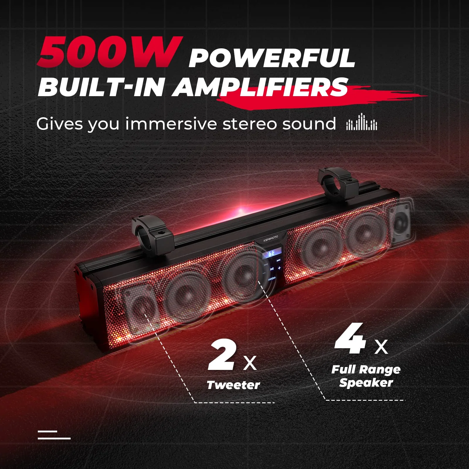 6 Speaker 26 Inch RGB Bluetooth Sound Bar for Can Am Maverick/X3/ Trail/ Defender/ Commander - Image 2
