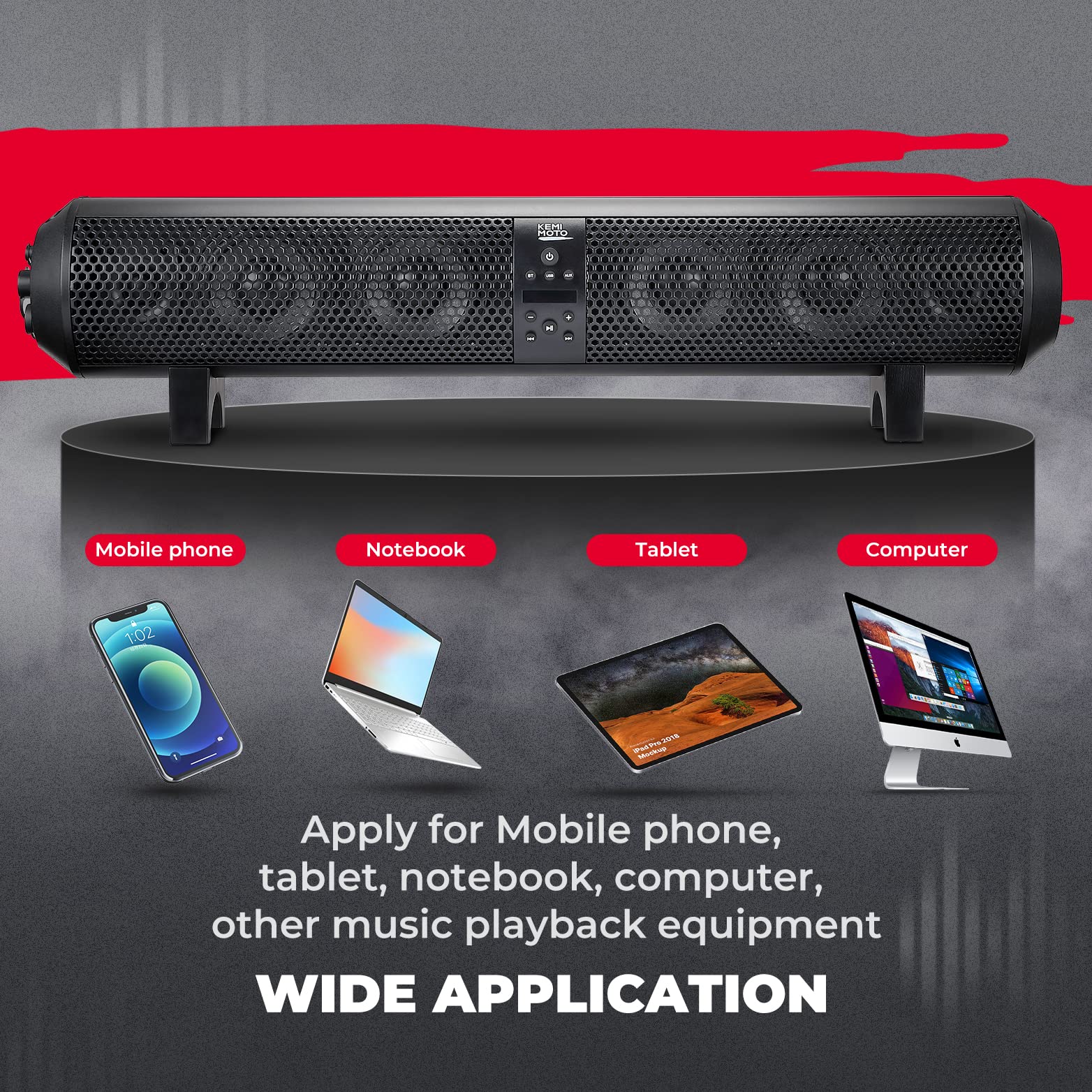6 Speaker 28" UTV Bluetooth Sound Bar for Can Am Maverick/X3/ Trail/ Defender/ Commander - Image 3