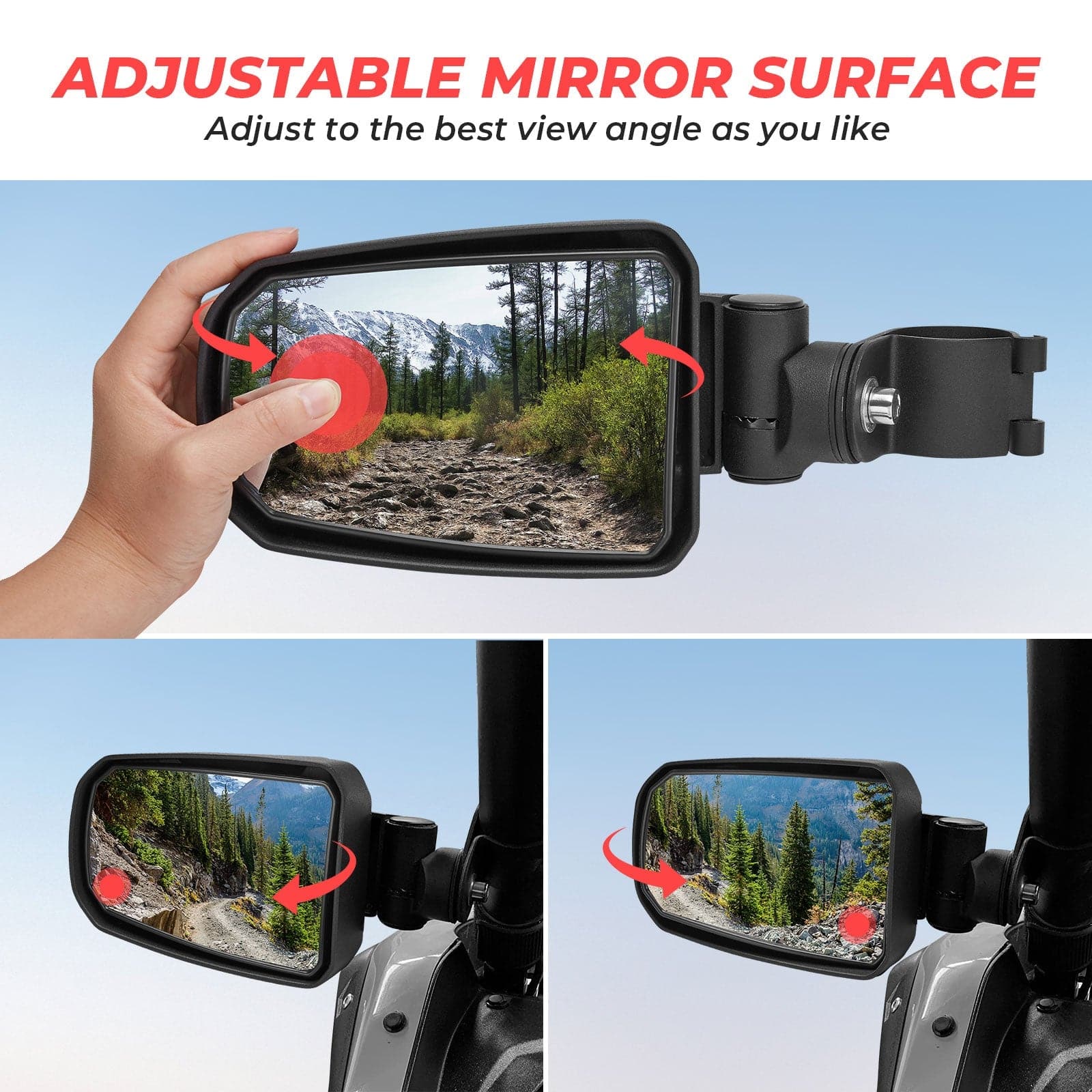 Adjustable Side View Convex Mirror for 1.75" Roll Cage Fit Yamaha Rhino - Image 5