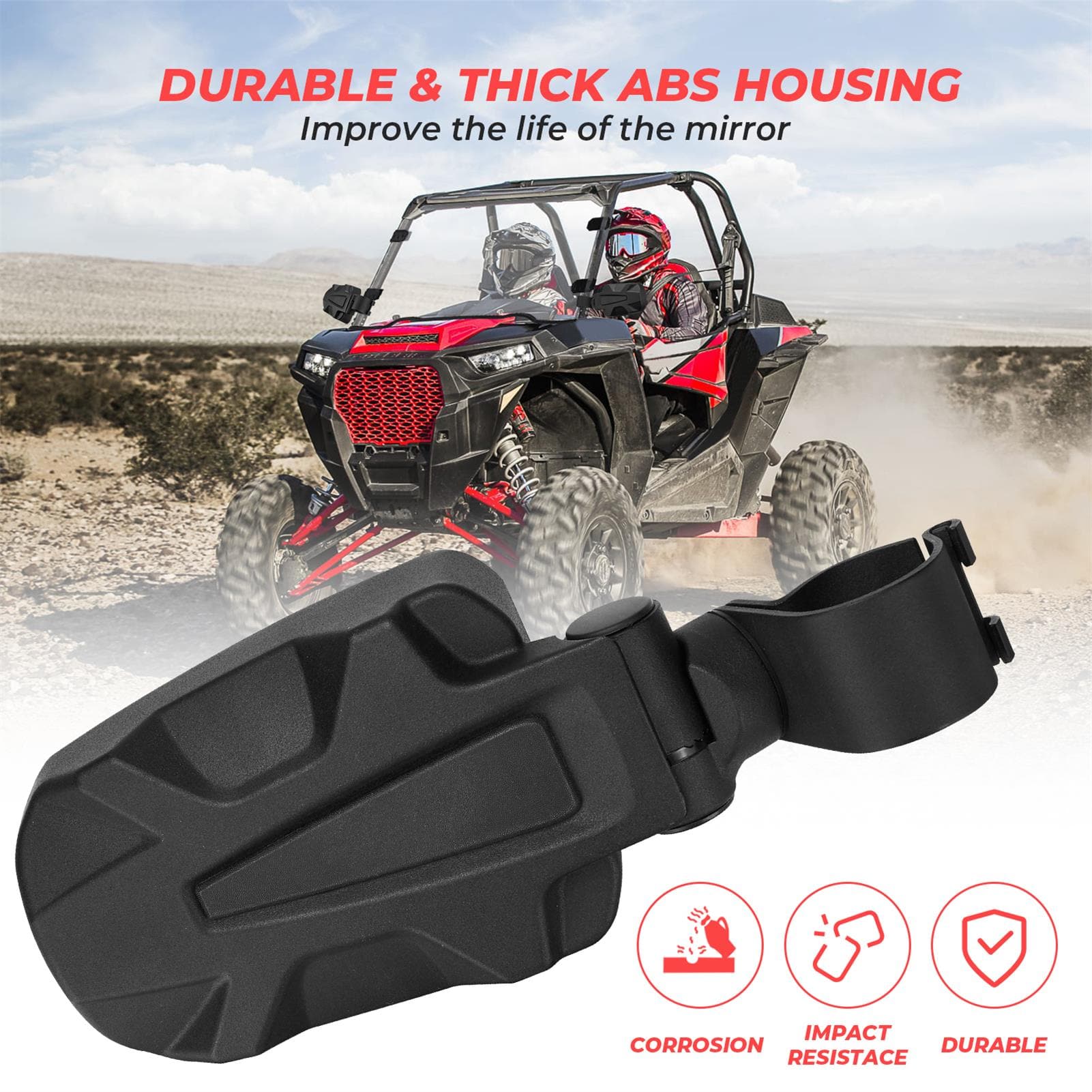 Adjustable Side View Convex Mirror for 1.75" Roll Cage Fit Yamaha Rhino - Image 8