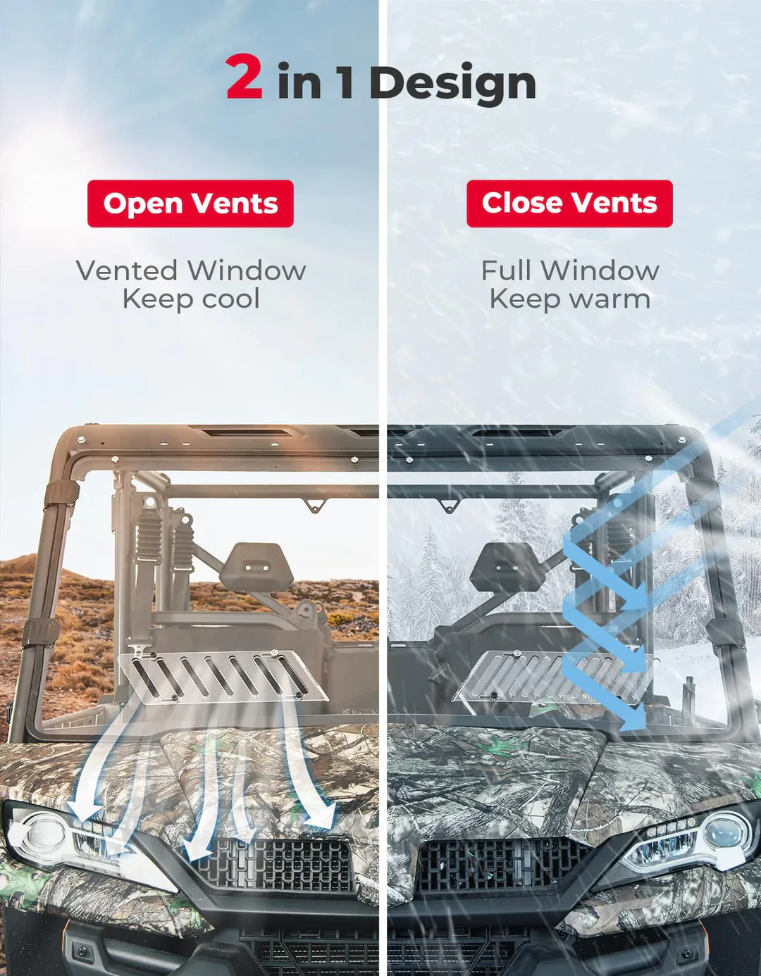 Airflow Sliding Vented Rear & Front Windshield for CFMOTO UFORCE 1000 - Image 7