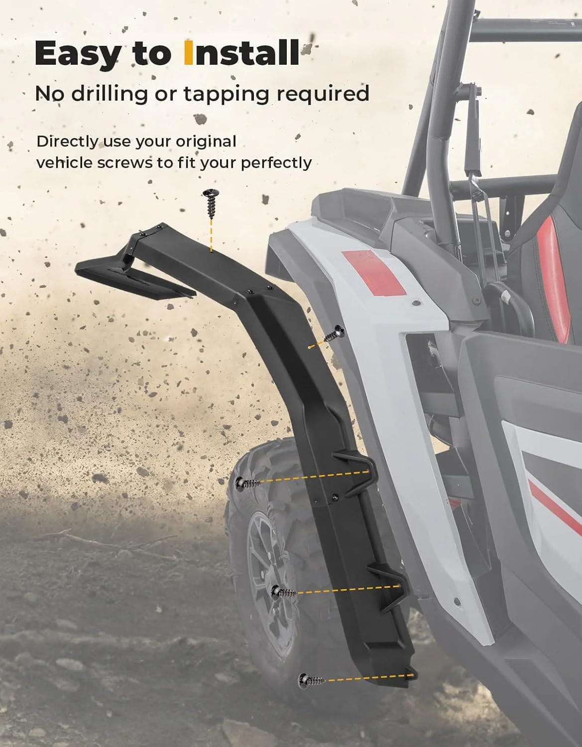 Fender Flares 8.5" Extended Mud Flaps for 2024-2025 Polaris RZR XP 4 1000 (4PCS) - Image 5