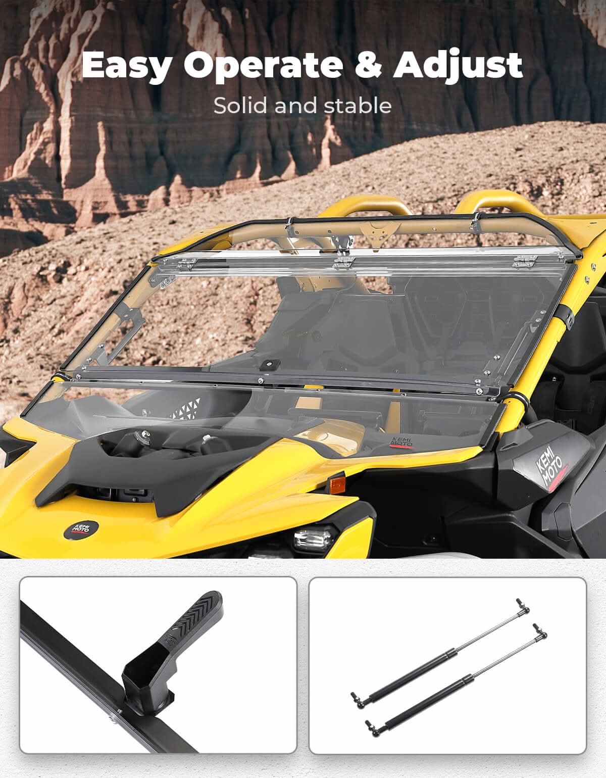 Flip Windshield Scratch Resistant for Can-Am Maverick R 2024+ - Image 2