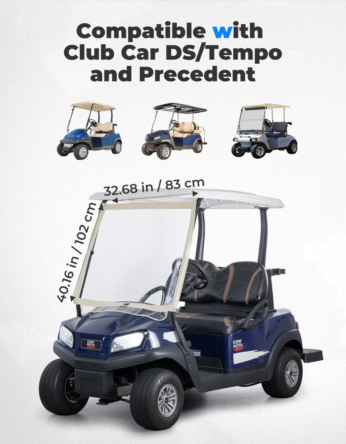 Foldable Golf Cart Windshield for Club Car DS, Tempo, Precedent - Image 3