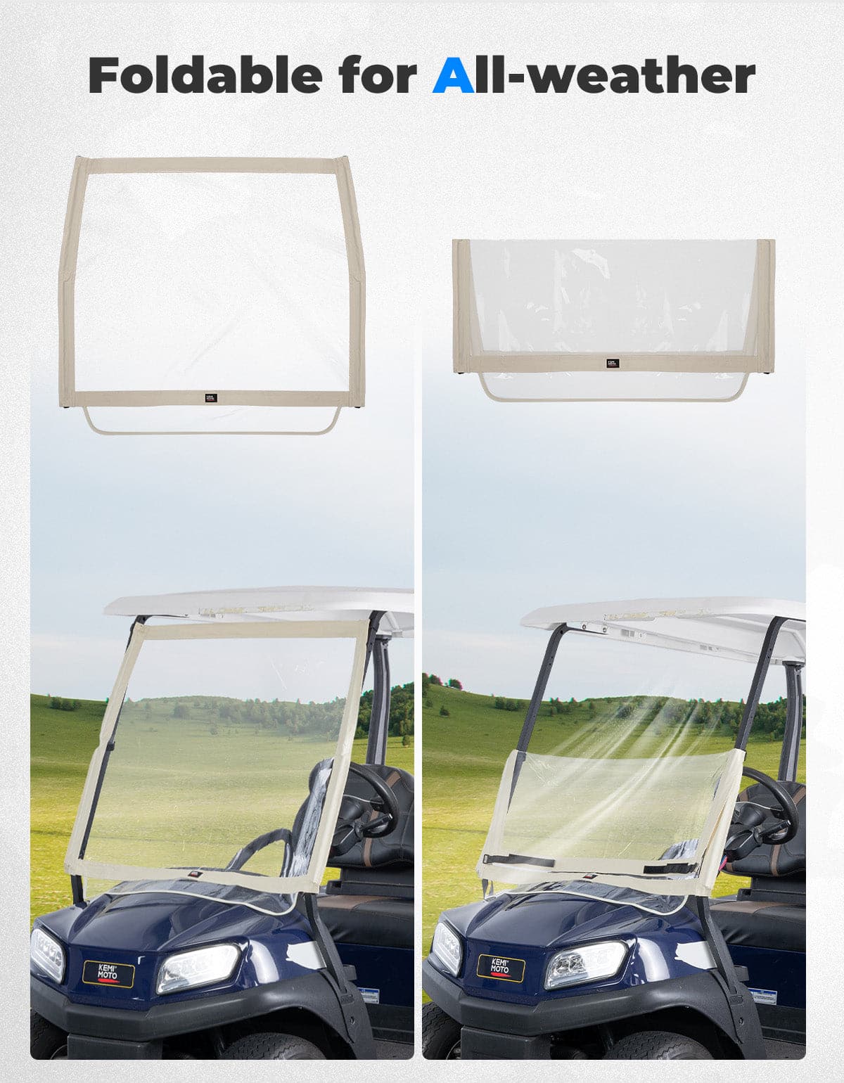 Foldable Golf Cart Windshield for Club Car DS, Tempo, Precedent - Image 8
