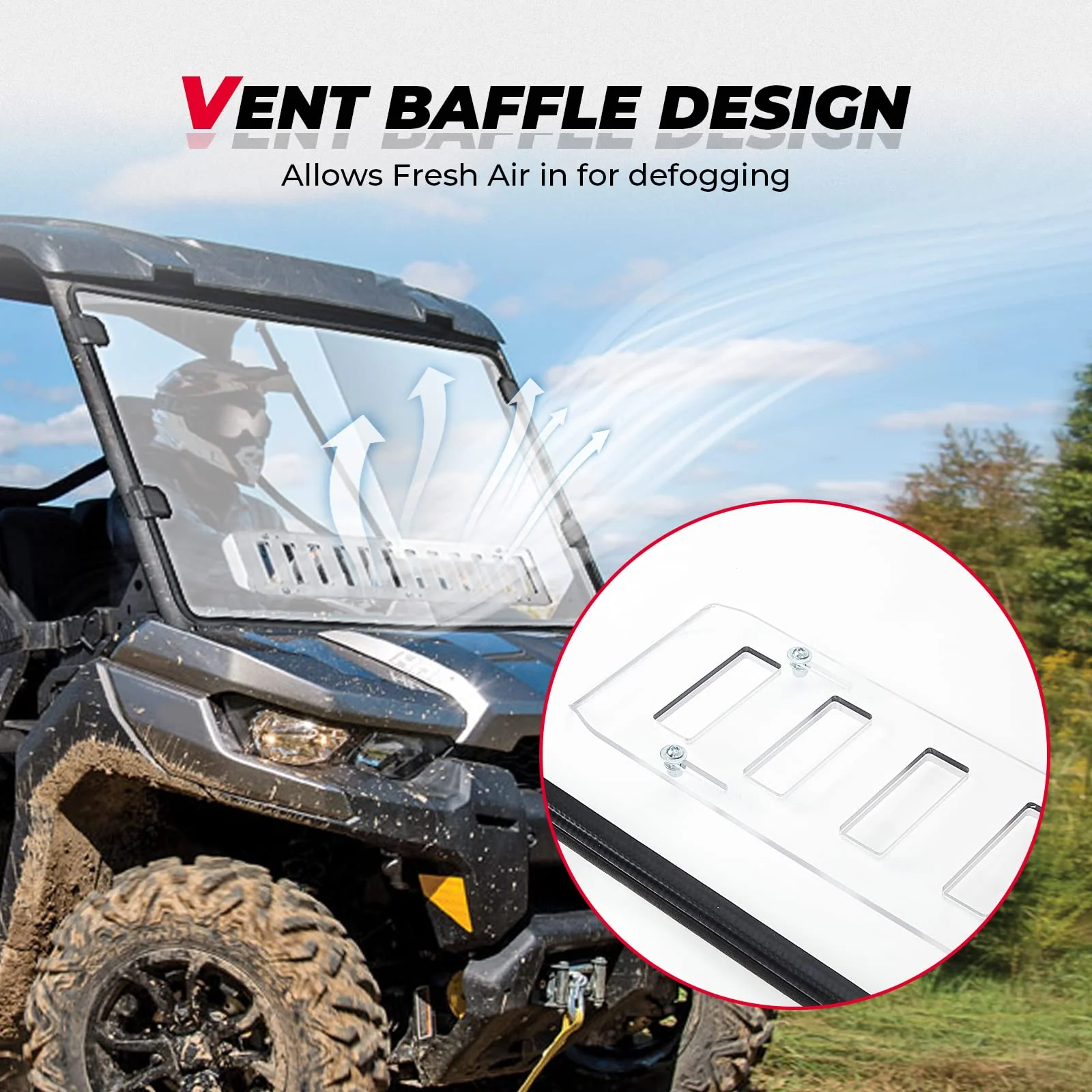 Front Vented Full Windshield & Soft Rear Windshield for Can Am Defender - Image 3