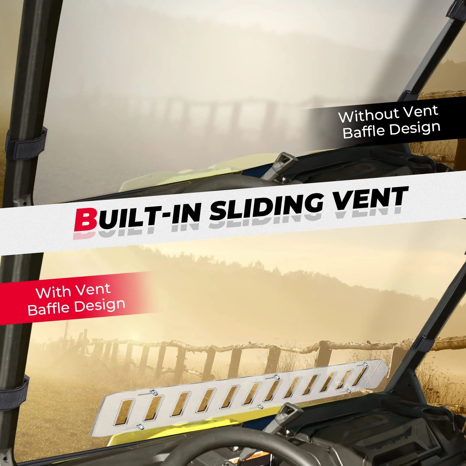 Front Vented Full Windshield & Soft Rear Windshield for Can Am Defender - Image 4