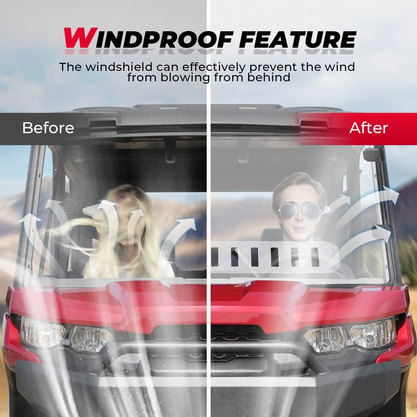 Front Vented Full Windshield & Soft Rear Windshield for Can Am Defender - Image 6