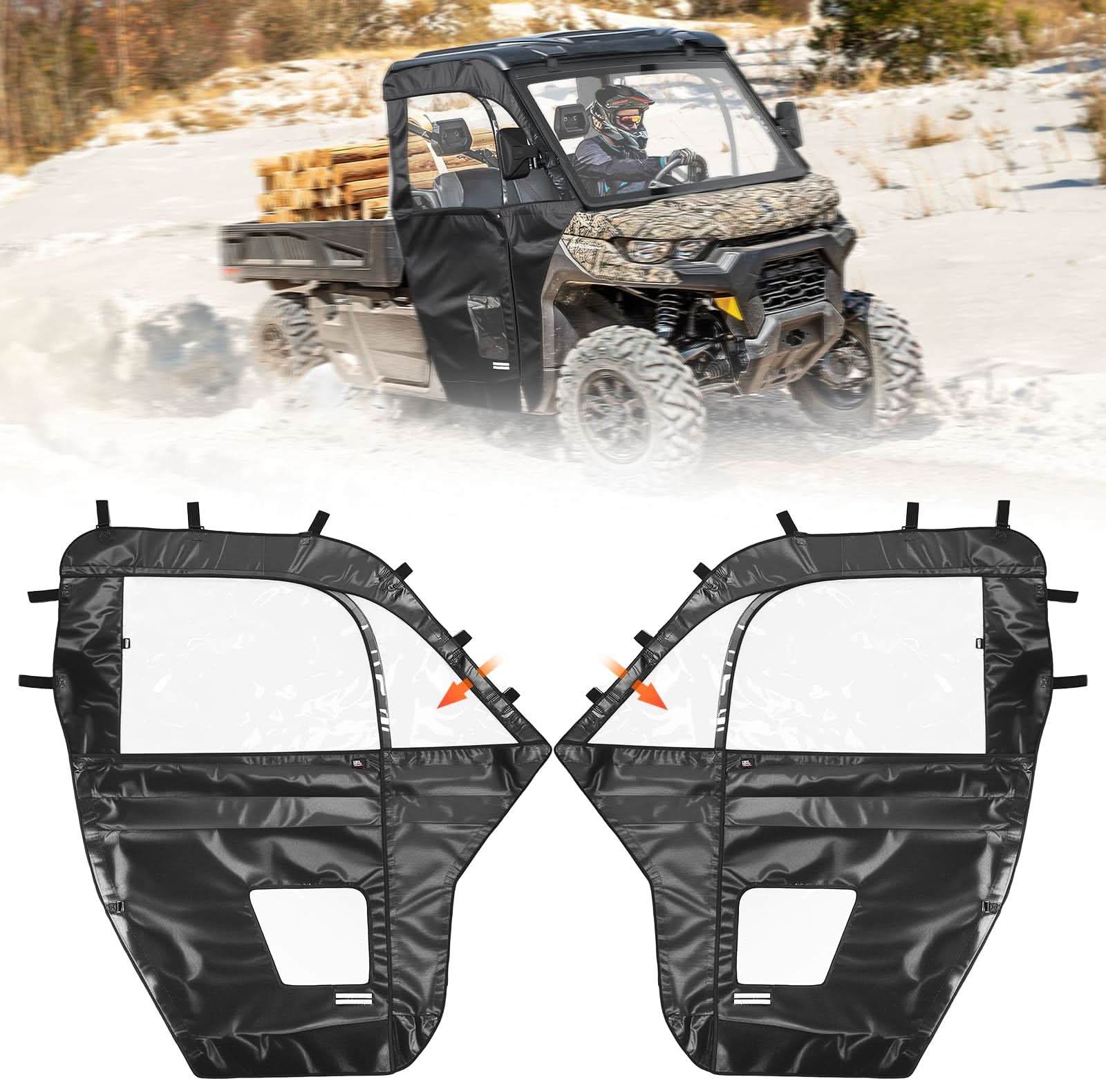 Full Soft Doors with Mirror Slots for Can-Am Defender HD5/7/8/9/10
