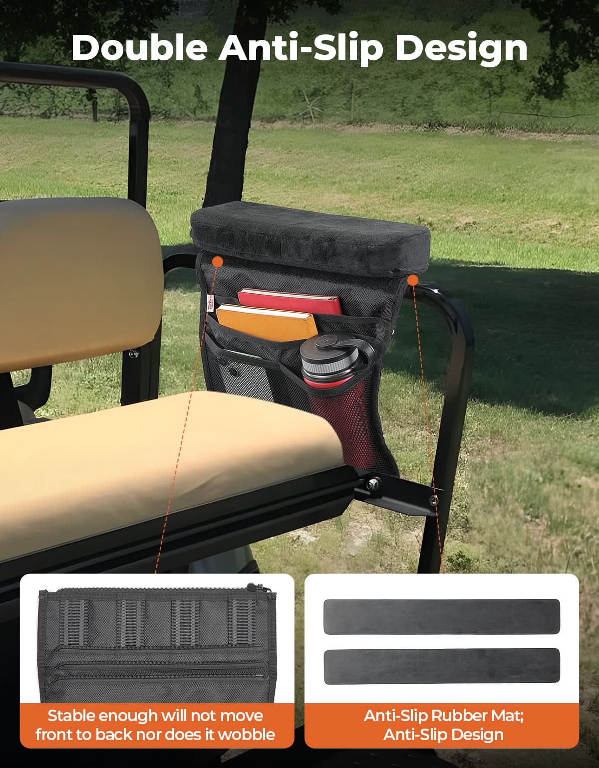 Golf Cart Armrest with Organizer Bag for EZGO & Club Car - Image 5