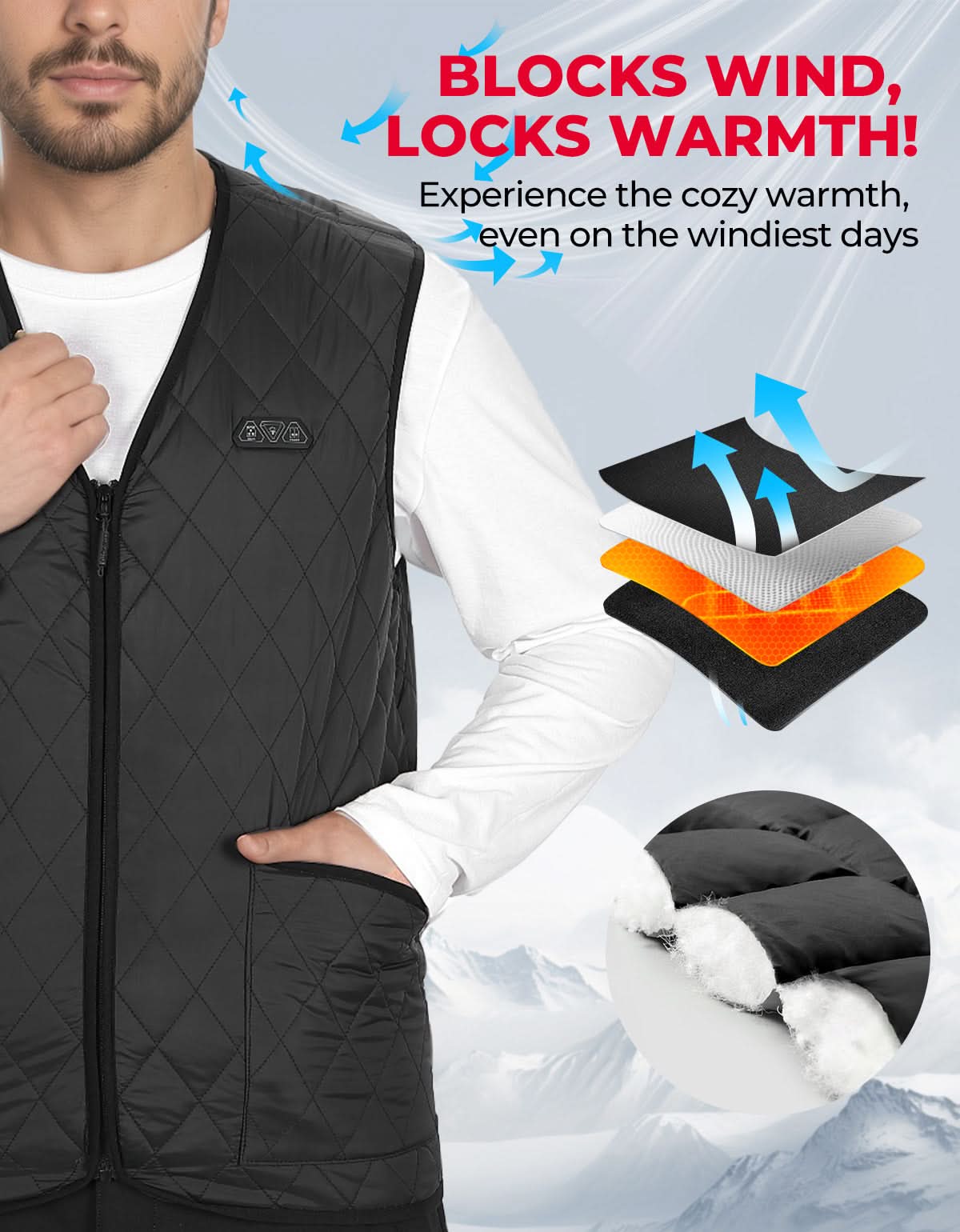 Men’s Heated Vest with Battery Pack Lightweight Quilted Winter Jacket - Image 6