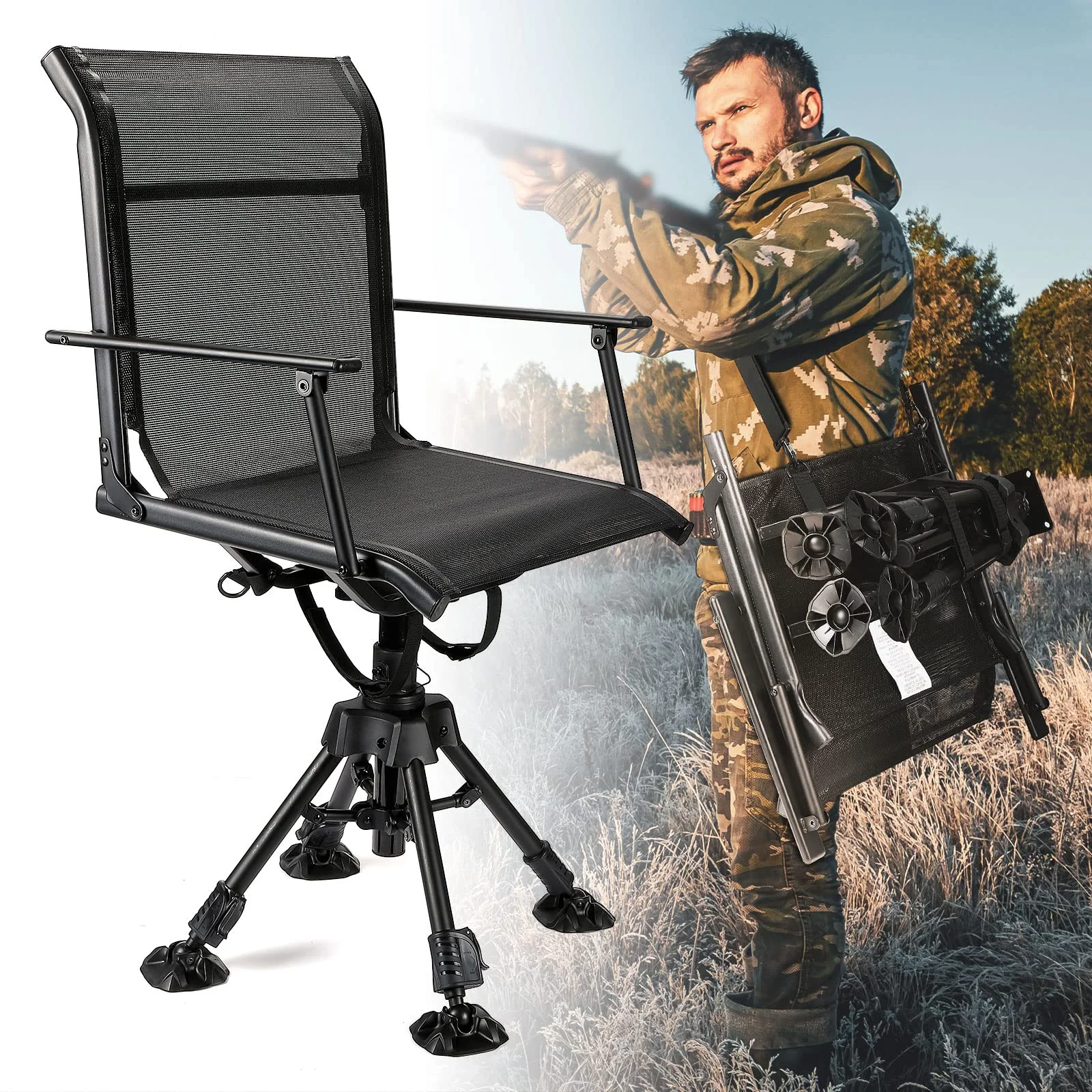 360 Degree Silent Swivel Blind Hunting Chair