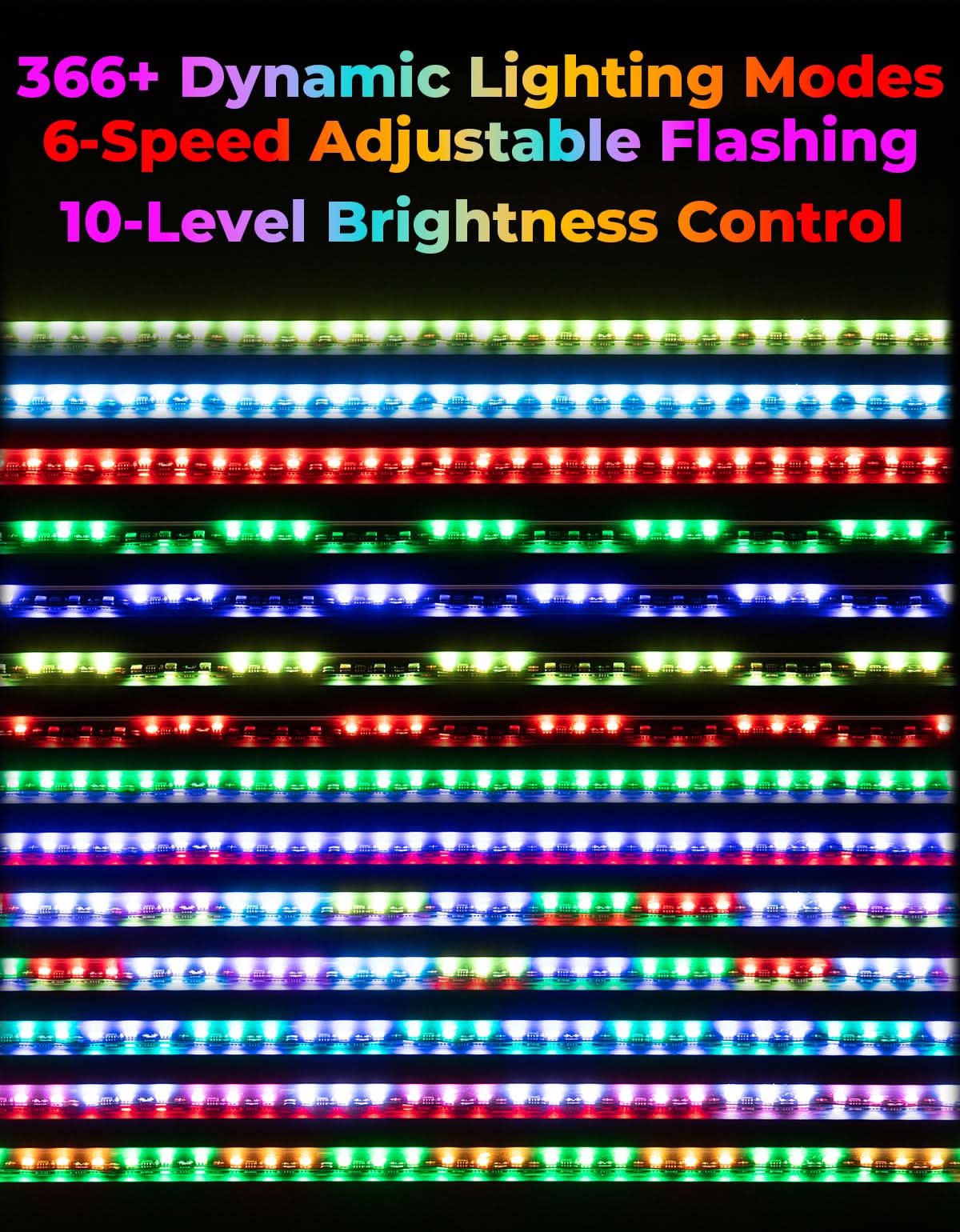 LED Whip Lights (2PCS) – APP Controlled with Turn/Brake/Reverse Signal Sync, Spring Mount – For UTV/ATV - Image 8