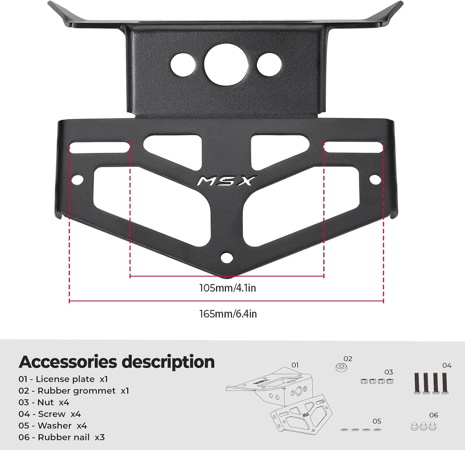 License Plate Bracket for Grom MSX125 2020-2017 - Image 4