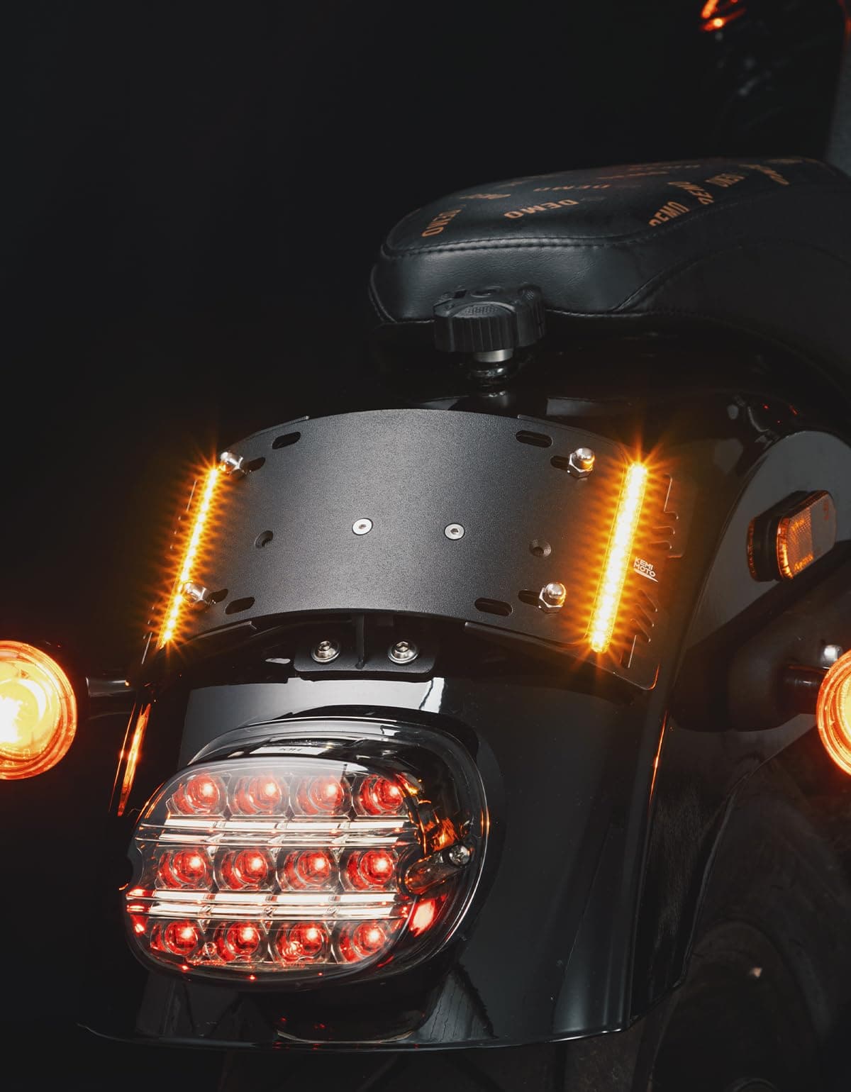 License Plate Bracket Holder W/ Amber LED Light for Softail Cruiser Low Rider - Image 6