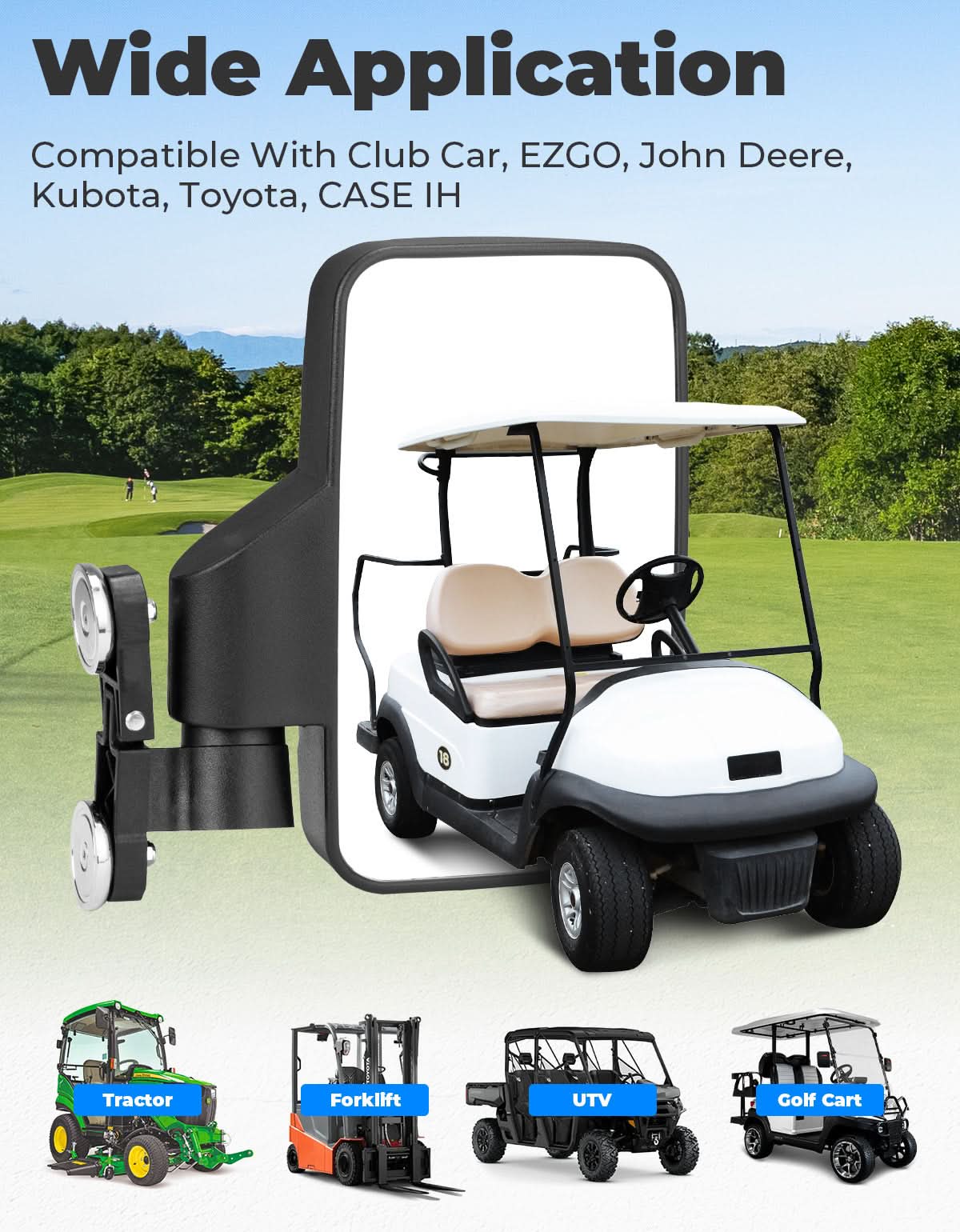 Magnetic Golf Cart Side Mirrors, Universal Rear View Mirrors - Image 7