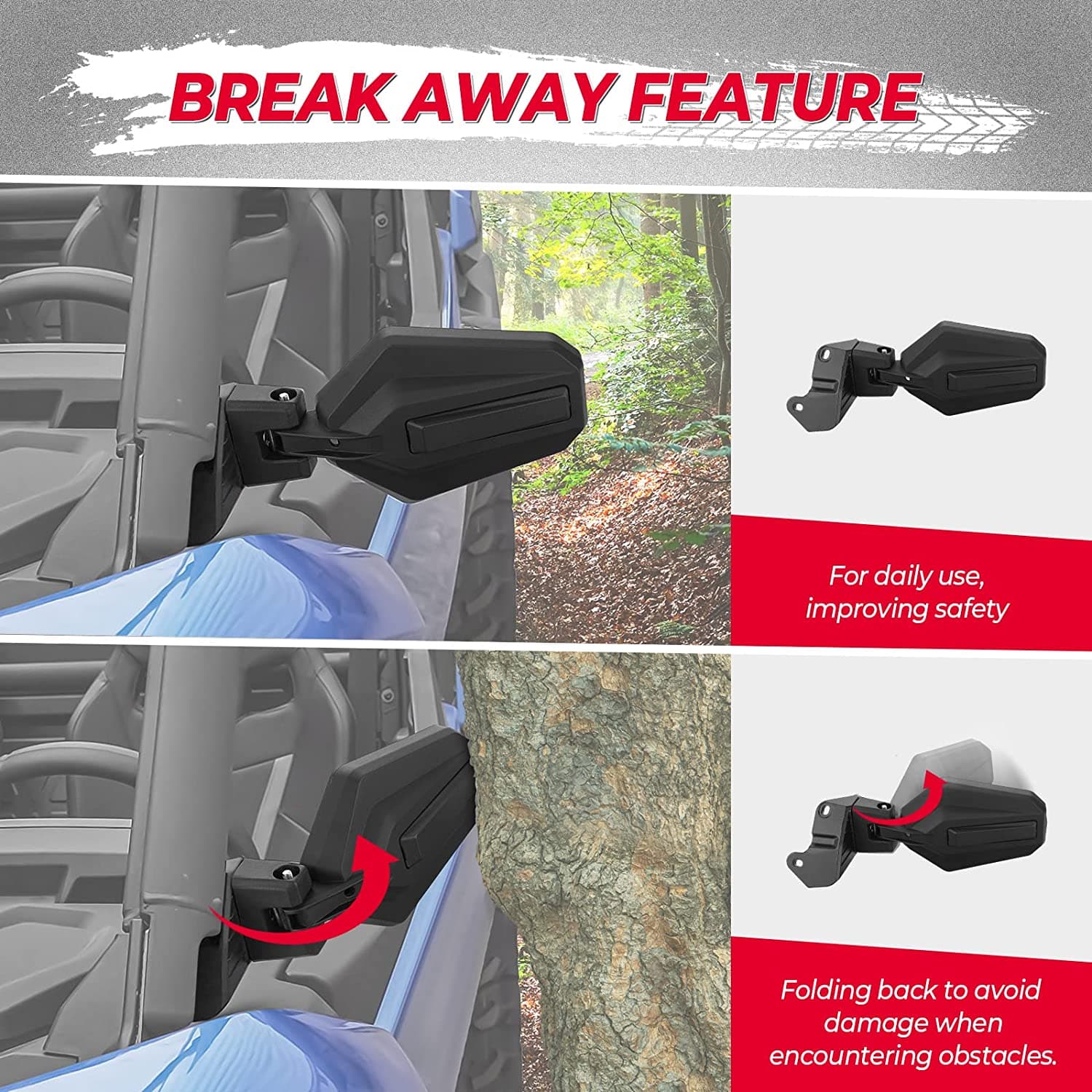 One Pair Side Mirrors for Can-Am Maverick Sport & Trail, Commander - Image 4