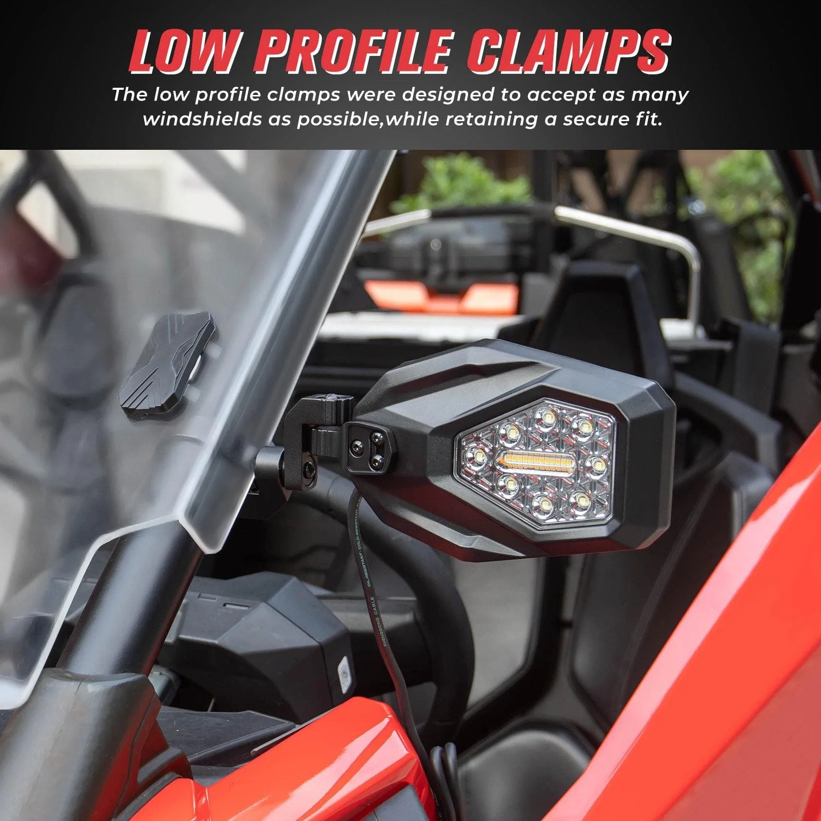 Mirrors with LED Turn Signal Lights(New Design) Compatible With Polaris Ranger - Image 4