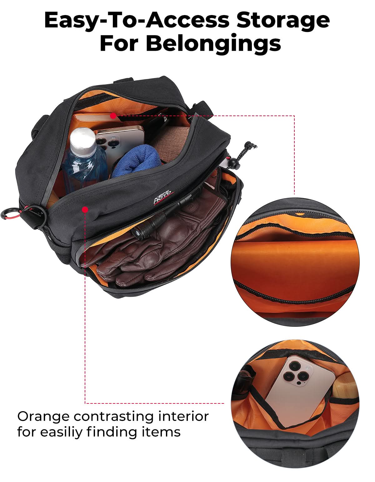 Motorcycle Handlebar Bag for Cruiser Softail Dyna Sportsters - Image 2