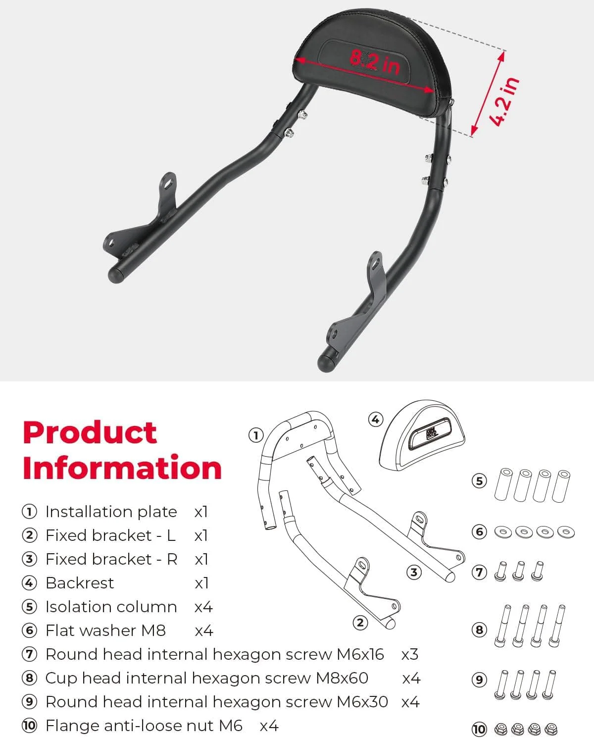 Motorcycle Sissy Bar Backrest for CLX700 - Image 5