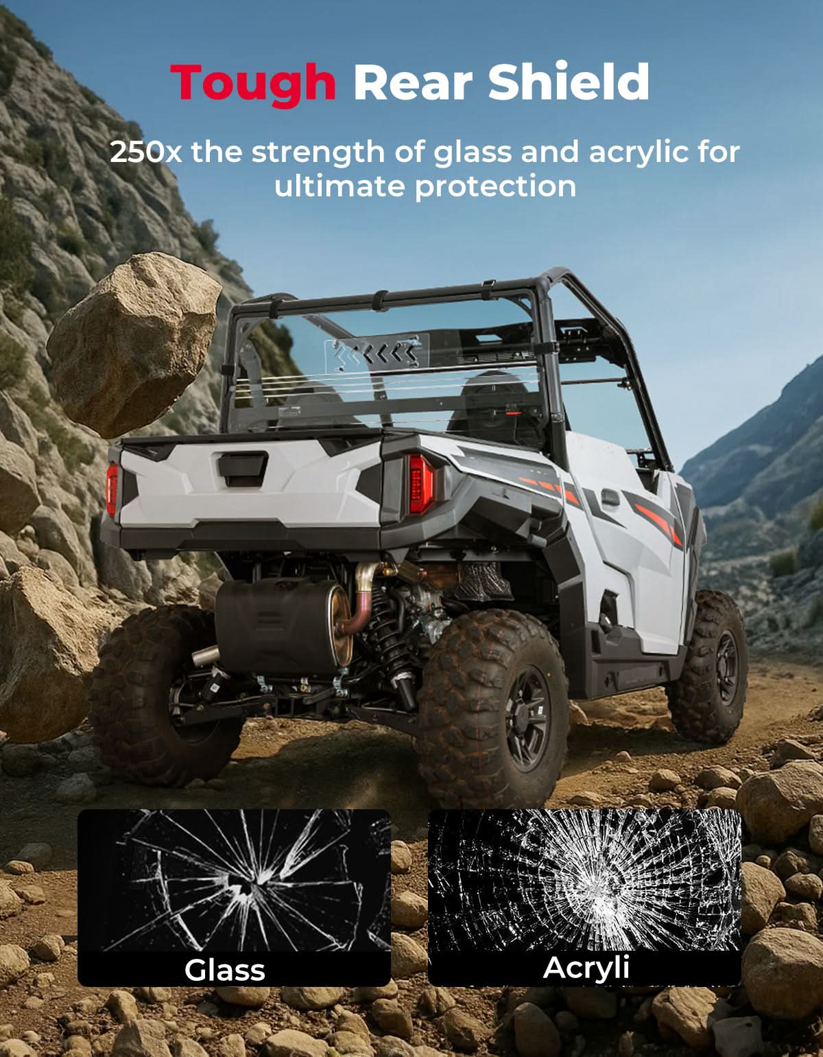 UTV Rear Vented Windshield for Polaris General 2016-2025 - Image 4