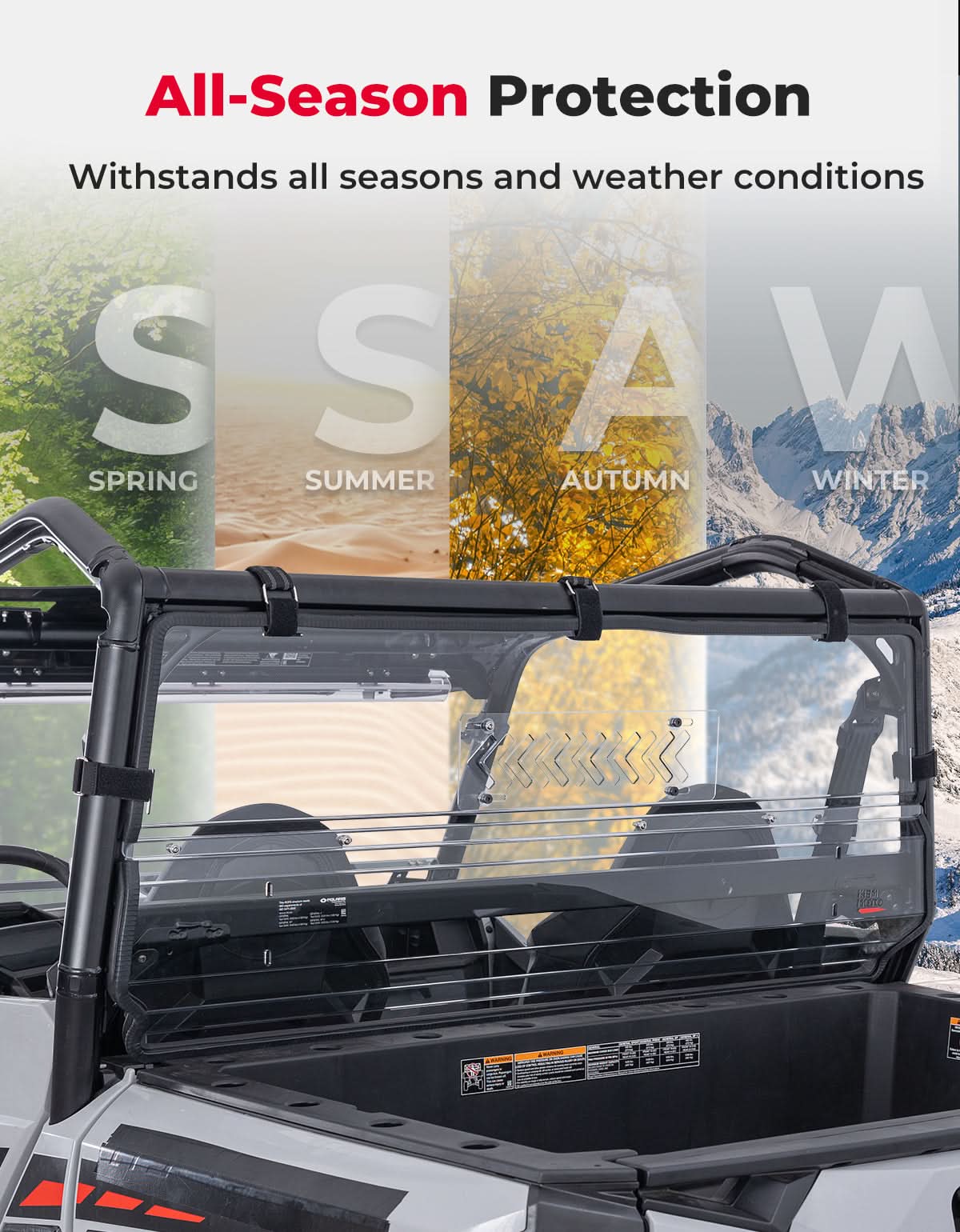 UTV Rear Vented Windshield for Polaris General 2016-2025 - Image 5