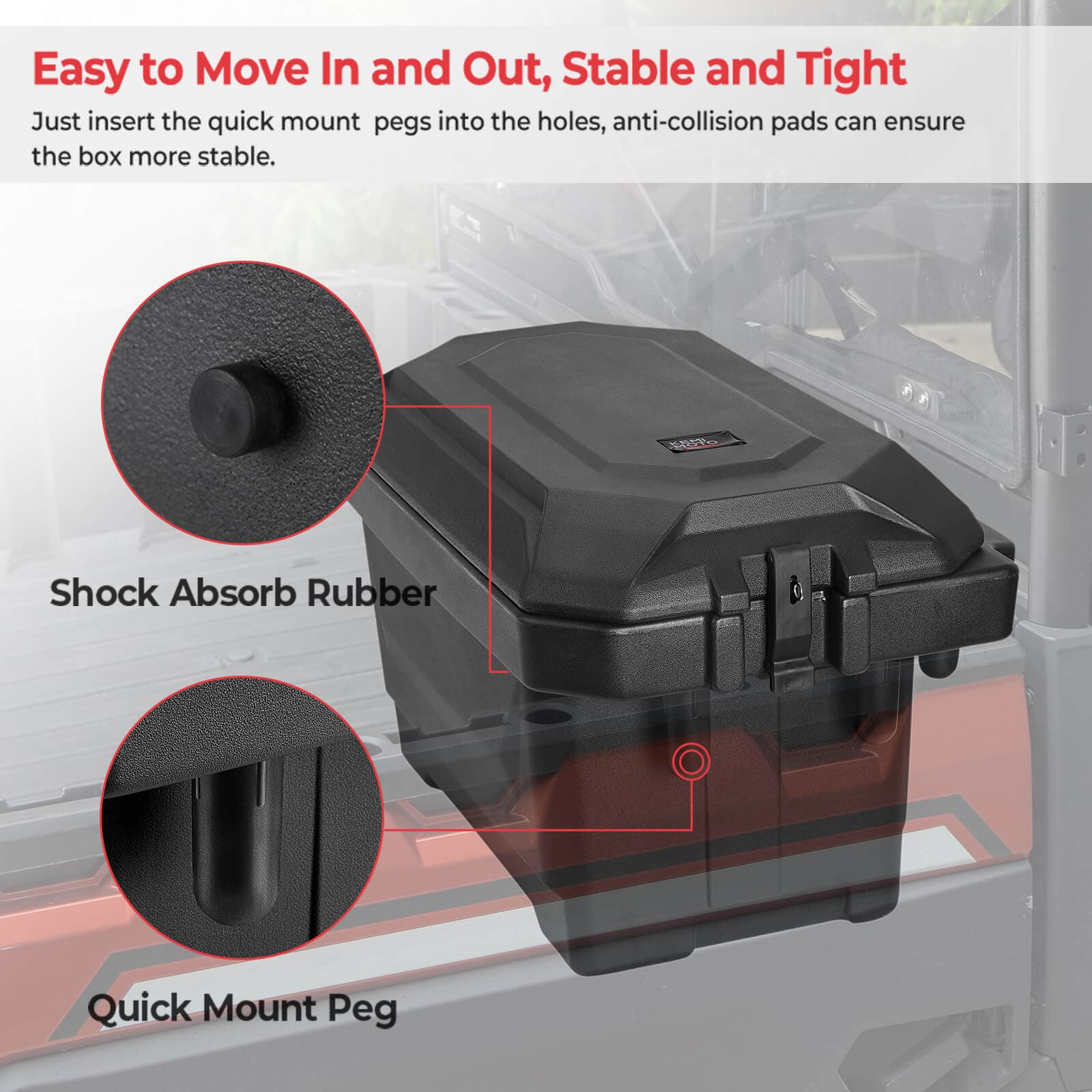 2" Tie Down Anchors & Big Size Cargo Box (Passenger Side) for Polaris Ranger - Image 8