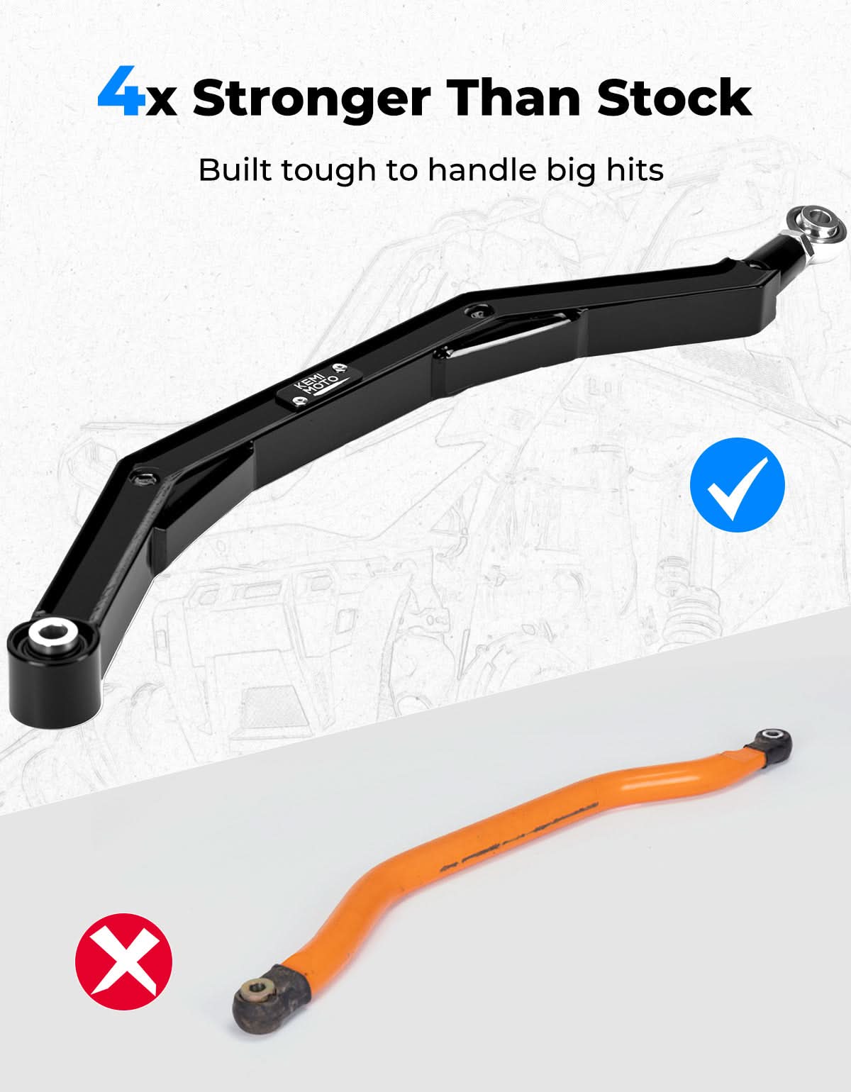 14-23 XP 1000 Rear Radius Arms for Polaris RZR XP 1000/RZR 4 1000 2014-2023 - Image 4