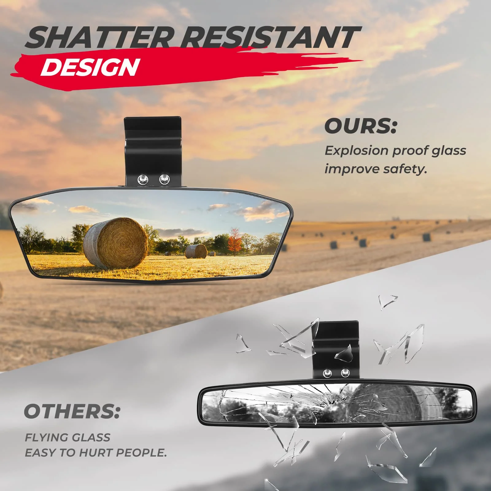 UTV Rear View Mirror with LED Light for Polaris Ranger/ Defender 2015-2024 - Image 4