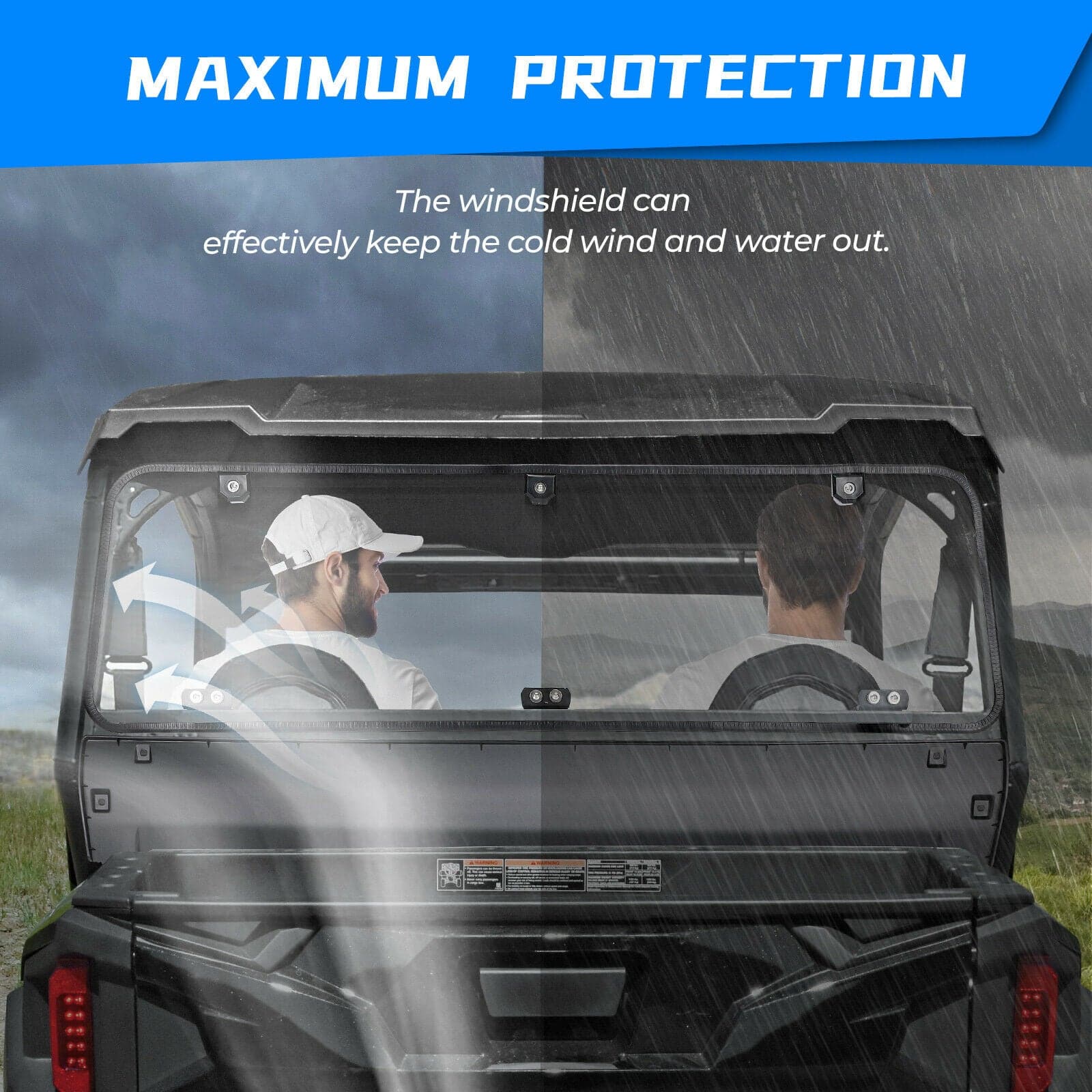 Rear Windshield Clear for Polaris General 1000 / 4 2016-2024 - Image 6