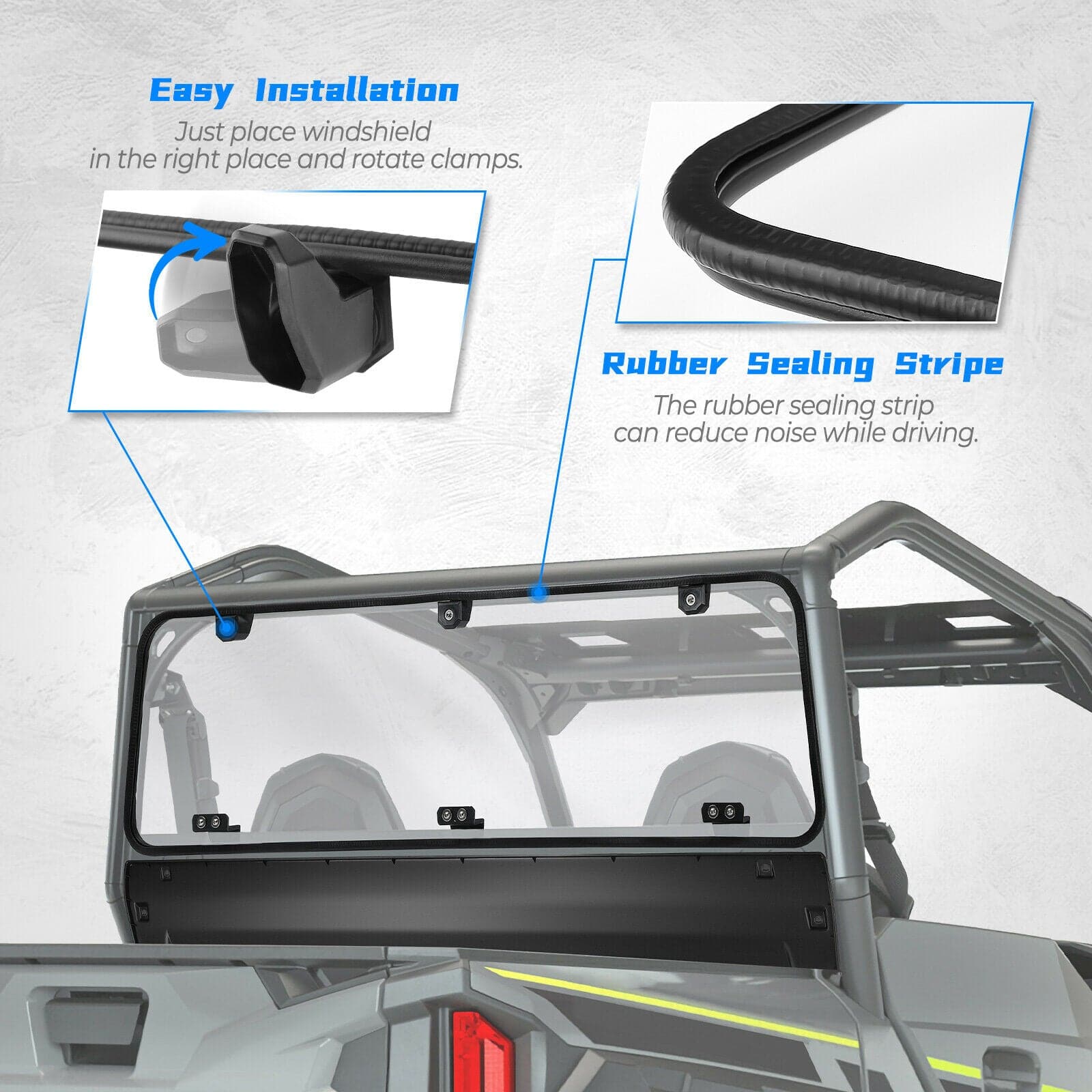 Rear Windshield Clear for Polaris General 1000 / 4 2016-2024 - Image 7