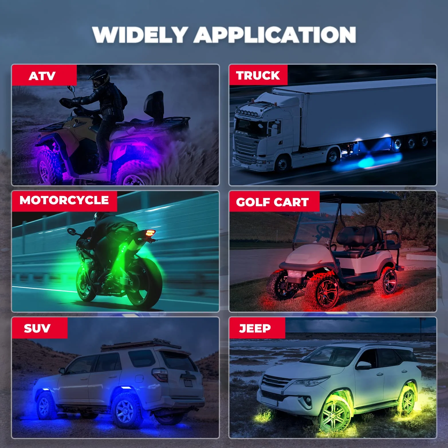 Universal 6 Pods RGB Rock Light Kit for UTV ATV Jeep Truck SUV Car - Image 6