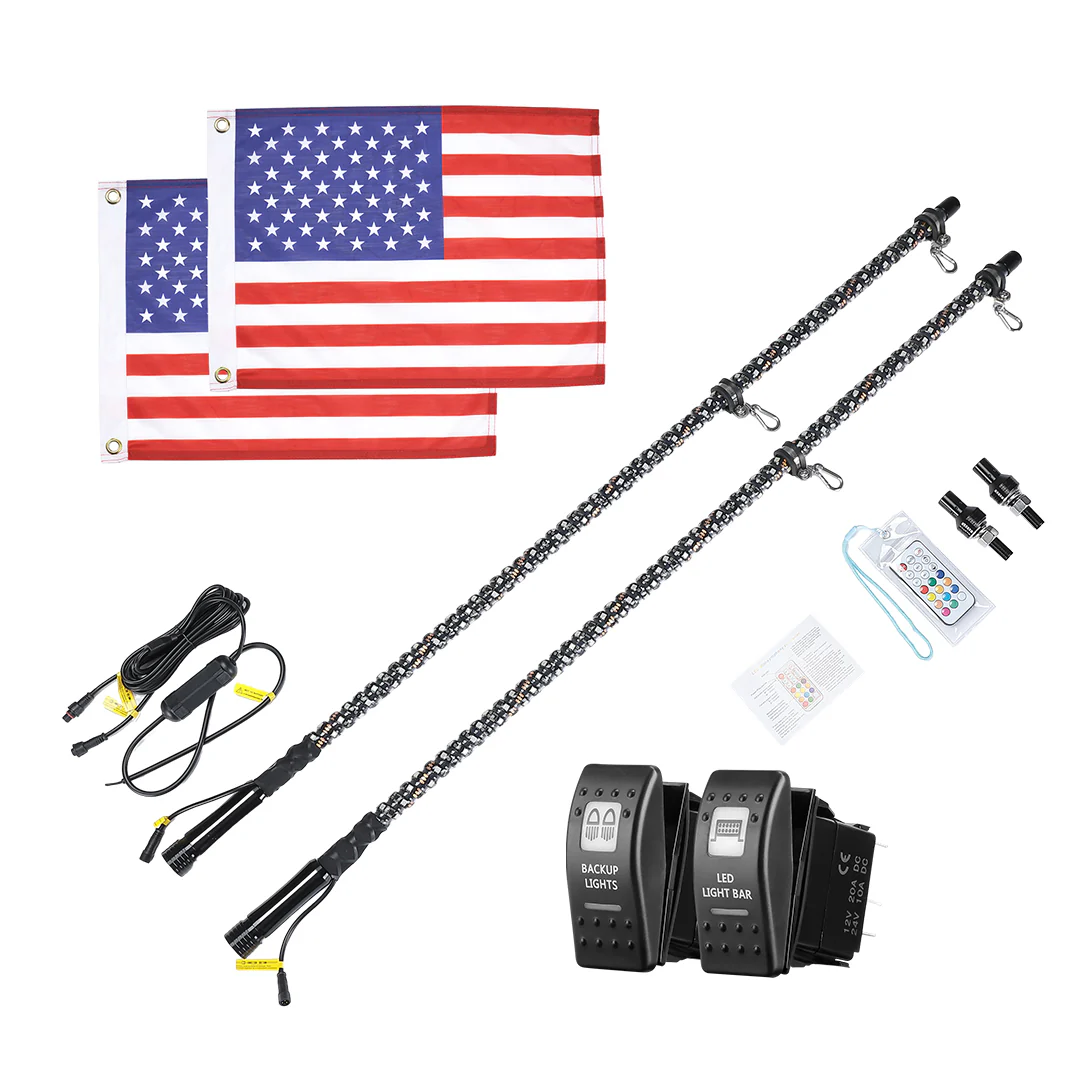 3FT Spiral Whip Light with RF Remote Control, 366 colors, 2 pcs - Image 10