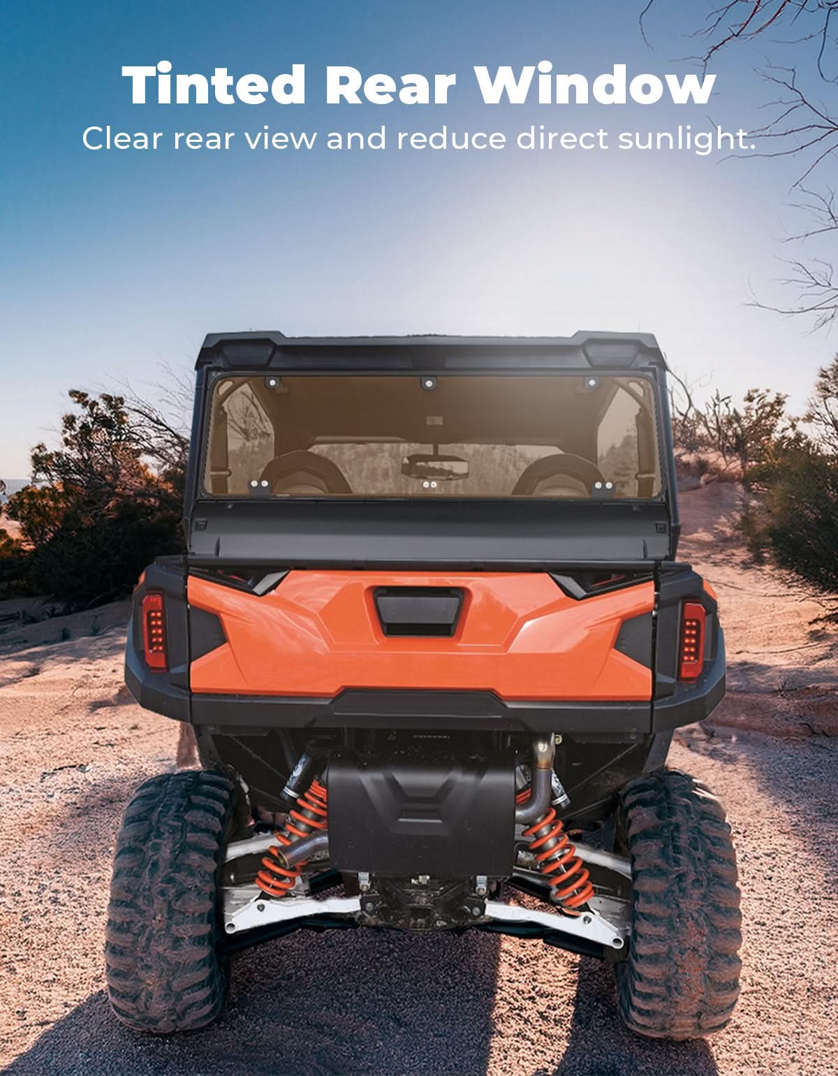 Tinted Rear Hard Windshield for Polaris General 1000/4/XP 1000/4 2016-2025 - Image 4