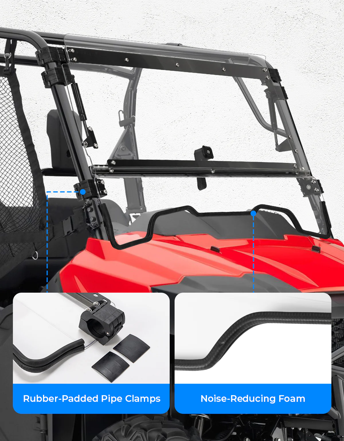 UTV Flip Up Windshield for Pioneer 700/700-4 2014-2025 - Image 5